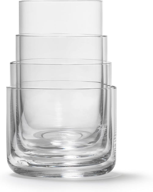 Set of 4 Crystal Nesting Glasses 290ml | Modern Stackable Drinking Tumblers