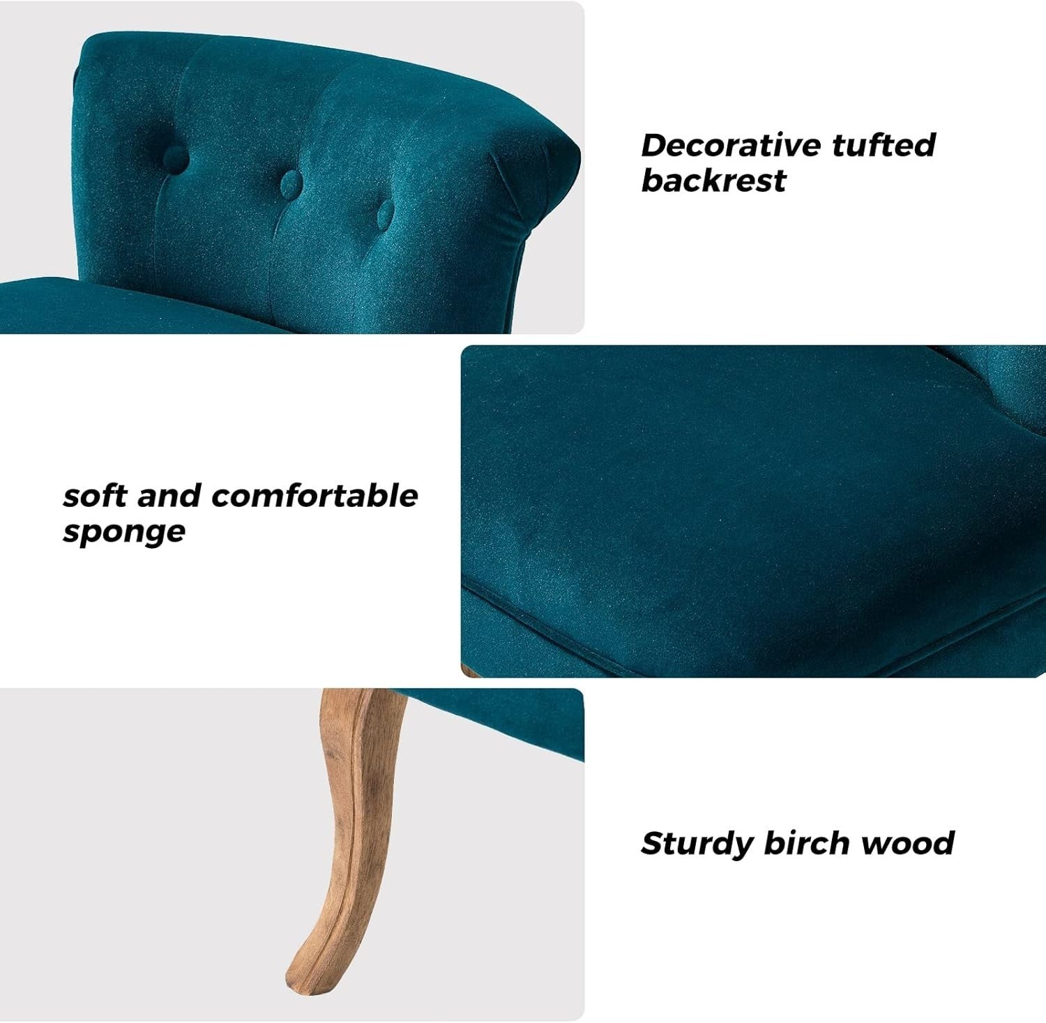 Teal Velvet Upholstered Vanity Chair – Barrel Back Accent Seat with Wood Legs
