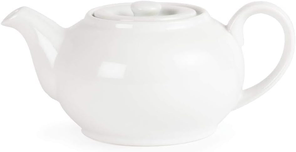 Porcelain Teapot 852ml White Tea Pot Lid Dishwasher Safe 4pc Set