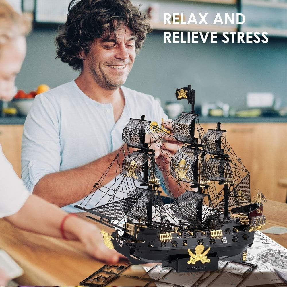 3D Metal Pirate Ship Puzzle Kit with Tools – Durable, Detailed, DIY Build