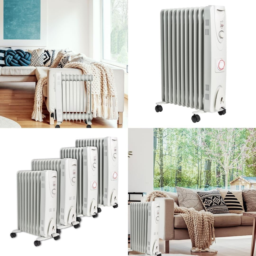 2000W Oil Filled Radiator Heater | Timer, Thermostat, Energy Efficient