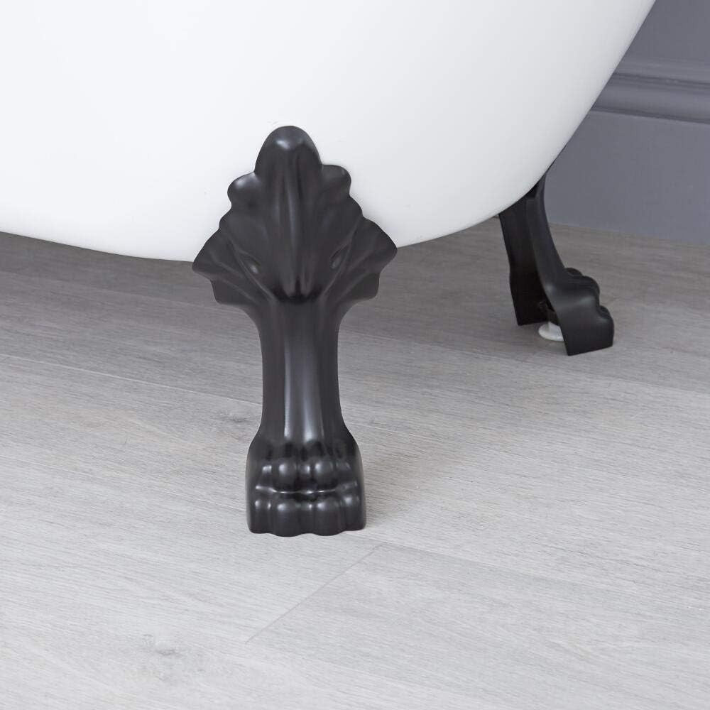 White Double Ended Roll Top Bath 1795x785mm Freestanding Black Claw Feet