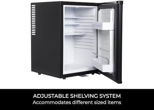 40L Lockable Minibar | Frost-Free, Adjustable Shelves, LED Light Black