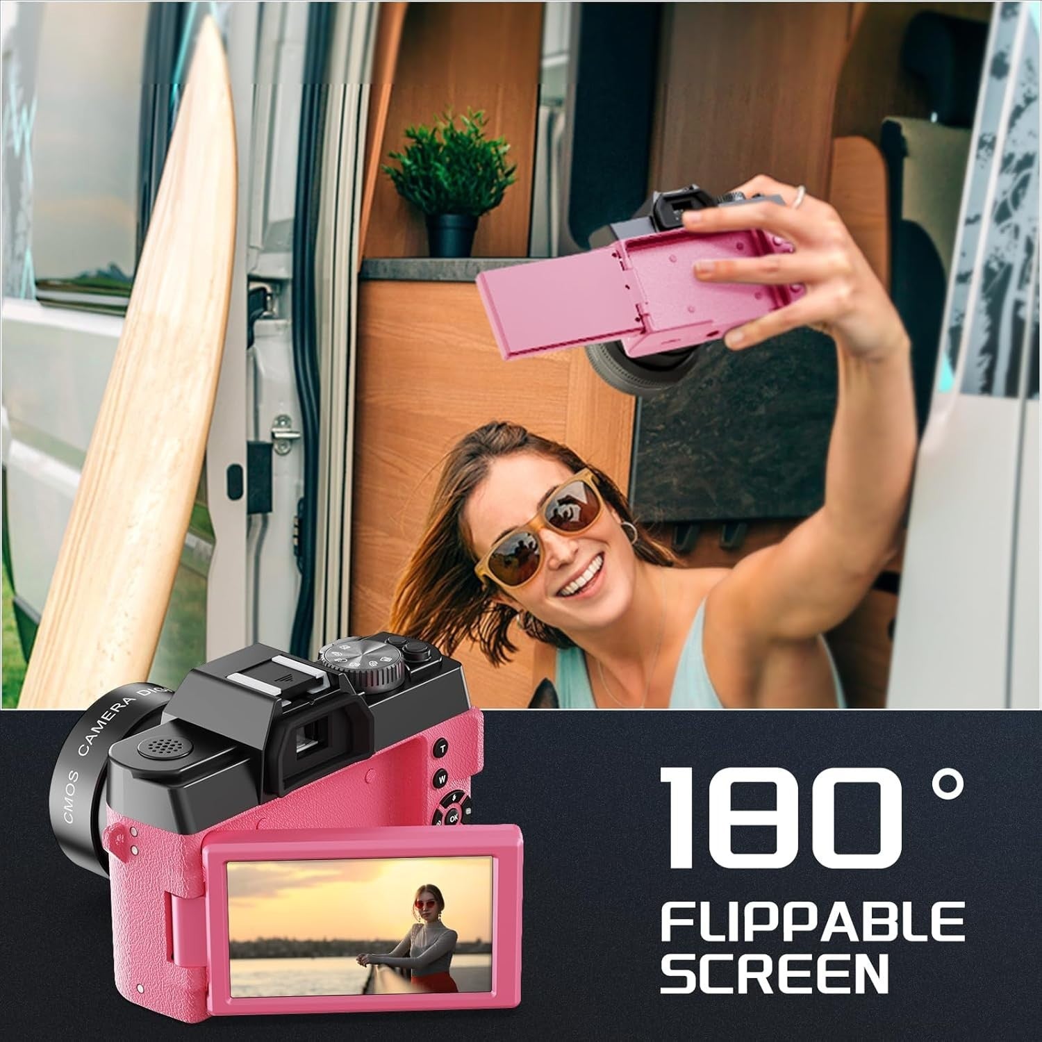 5K 64MP WiFi Vlogging Camera Flip Screen Autofocus 64GB Macro Lens