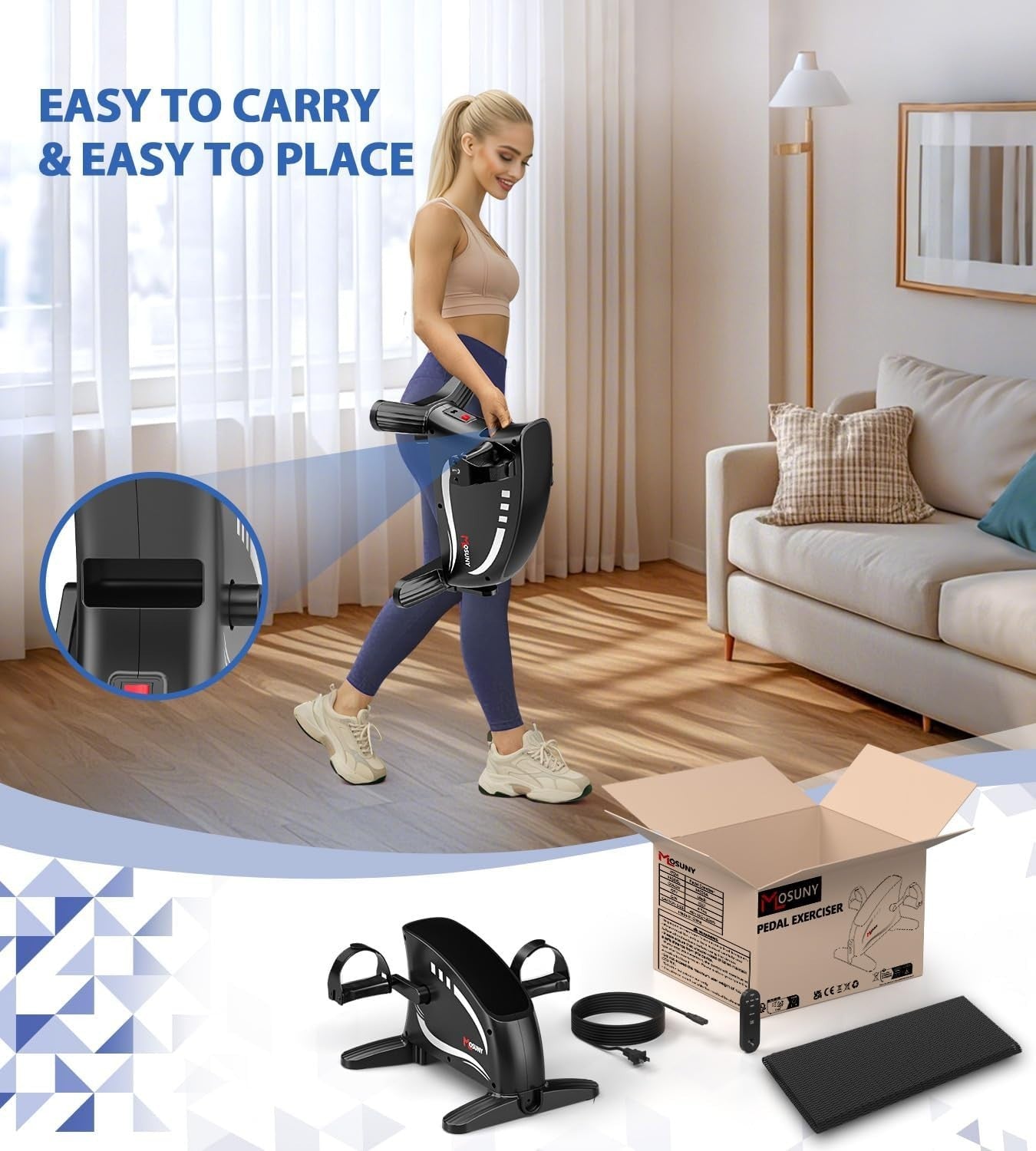 Electric Under Desk Pedal Exerciser Adjustable Speed LCD Remote