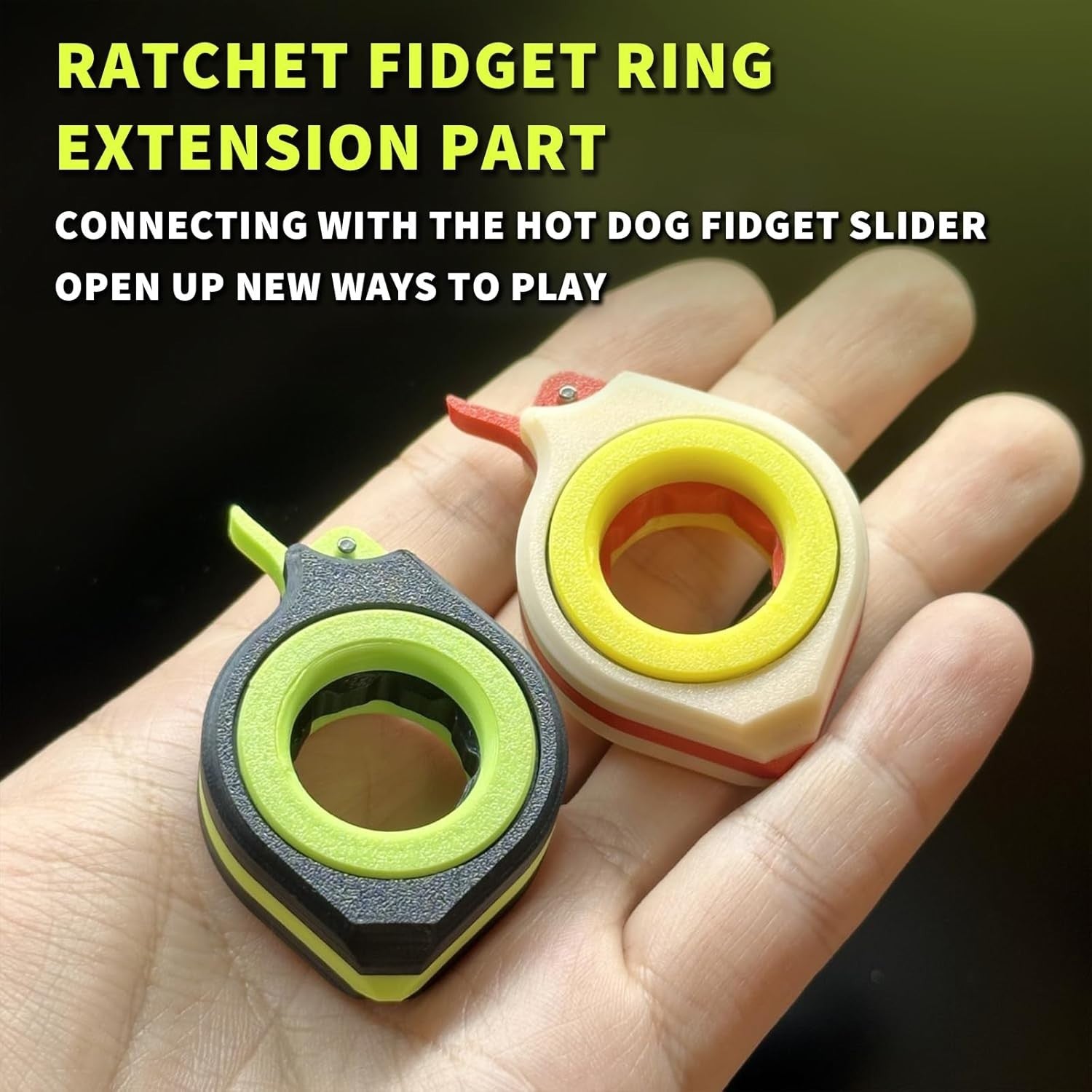 Purple Green Hot Dog Fidget Slider Clicky Pocket EDC Stress Toy