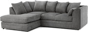 Grey Fabric Corner Sofa LH 3-4 Seater | Soft Cord | Deep Cushions UK Made