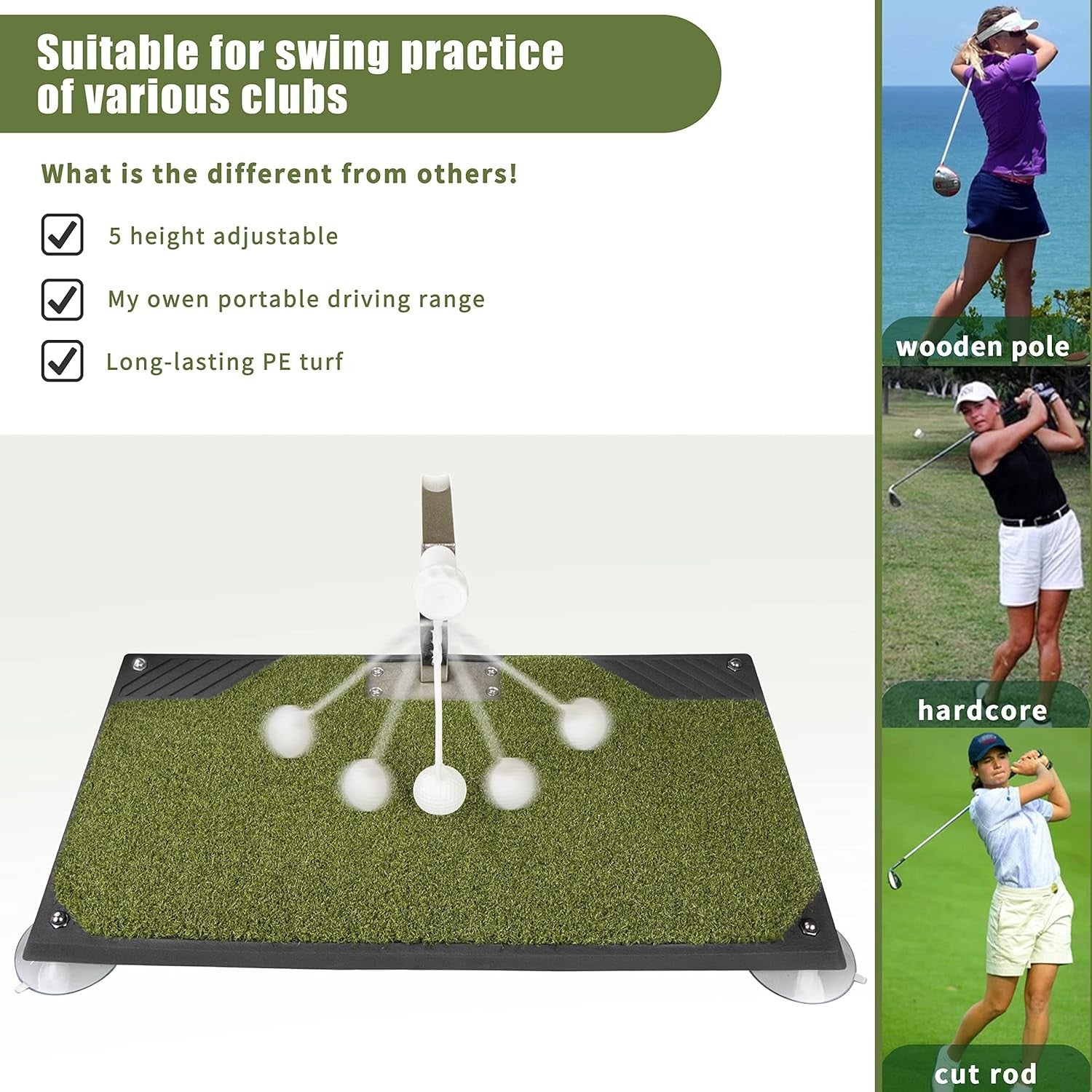 Golf Swing Trainer Mat with Arm Guide Practice Platform