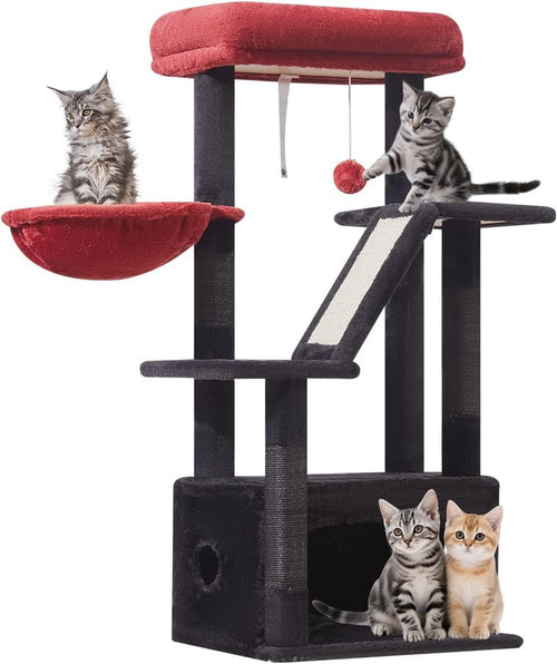 98cm Cat Tree Tower Indoor Scratching Post with Condo Hammock