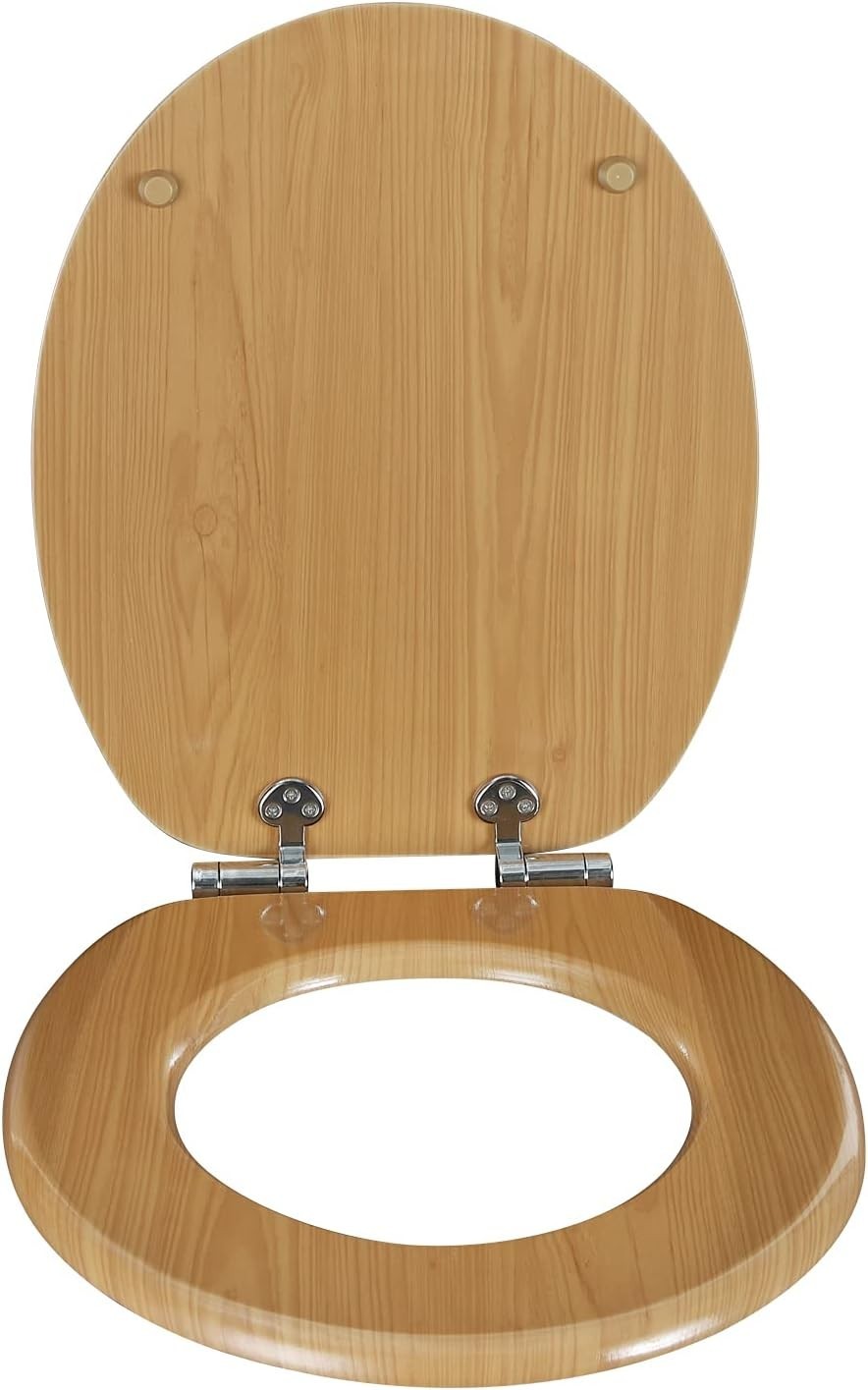 Wooden Toilet Seat Soft Close Maple MDF Heavy Duty Standard WC 43.8x37.8cm