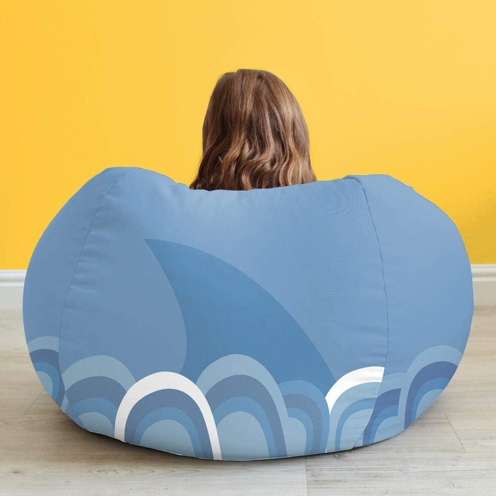 Kids Shark Bean Bag Chair Pre-Filled Washable Seat for Bedroom Playroom