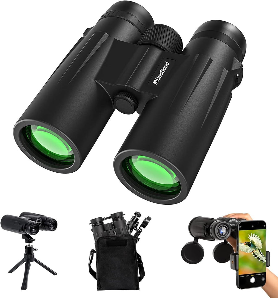 12x50 High Power Binoculars HD Low-Light Vision with Tripod & Phone Mount Campin