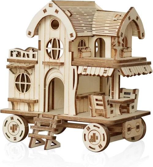 3D Wooden Puzzle House Kit Adult DIY Model Home Décor Gift Set