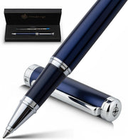 Luxury Rollerball Pen Fine 0.3mm German Ink Blue Gift Case