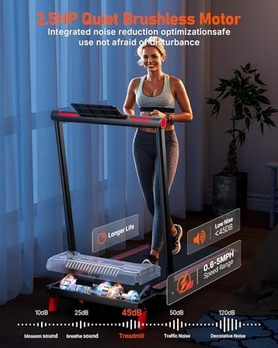 Under Desk Walking Pad Treadmill 330lb Capacity 2.5HP Incline