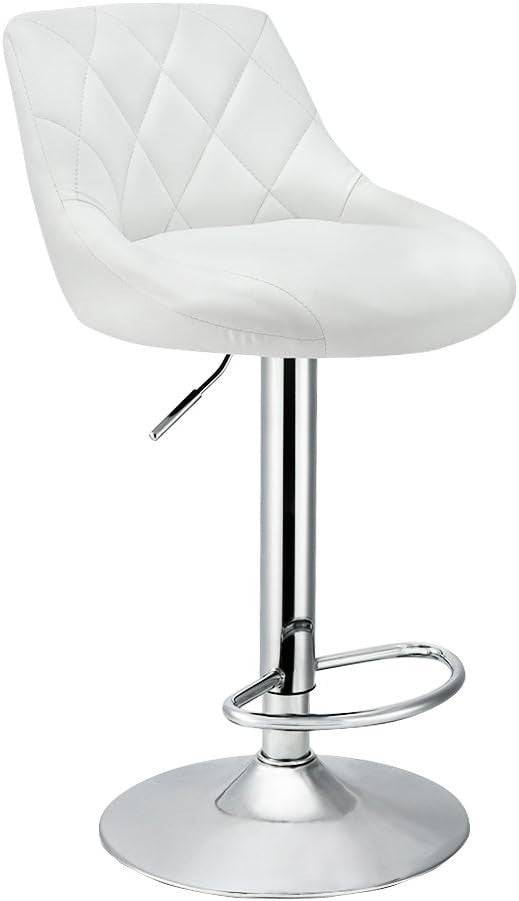 Set of 2 Adjustable Swivel Bar Stools – White Rectangular