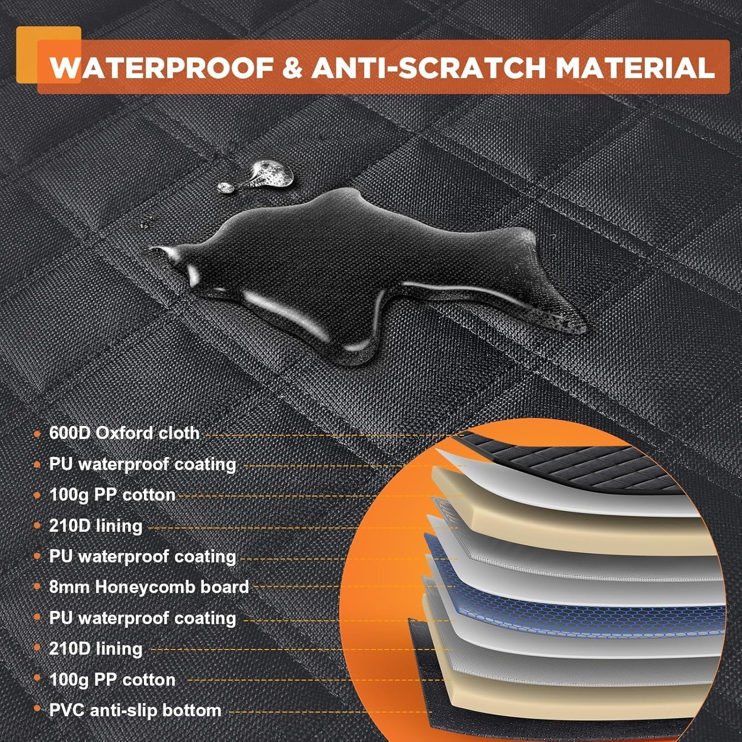 Large Dog Car Seat Extender Hard Bottom Waterproof Hammock SUV Truck