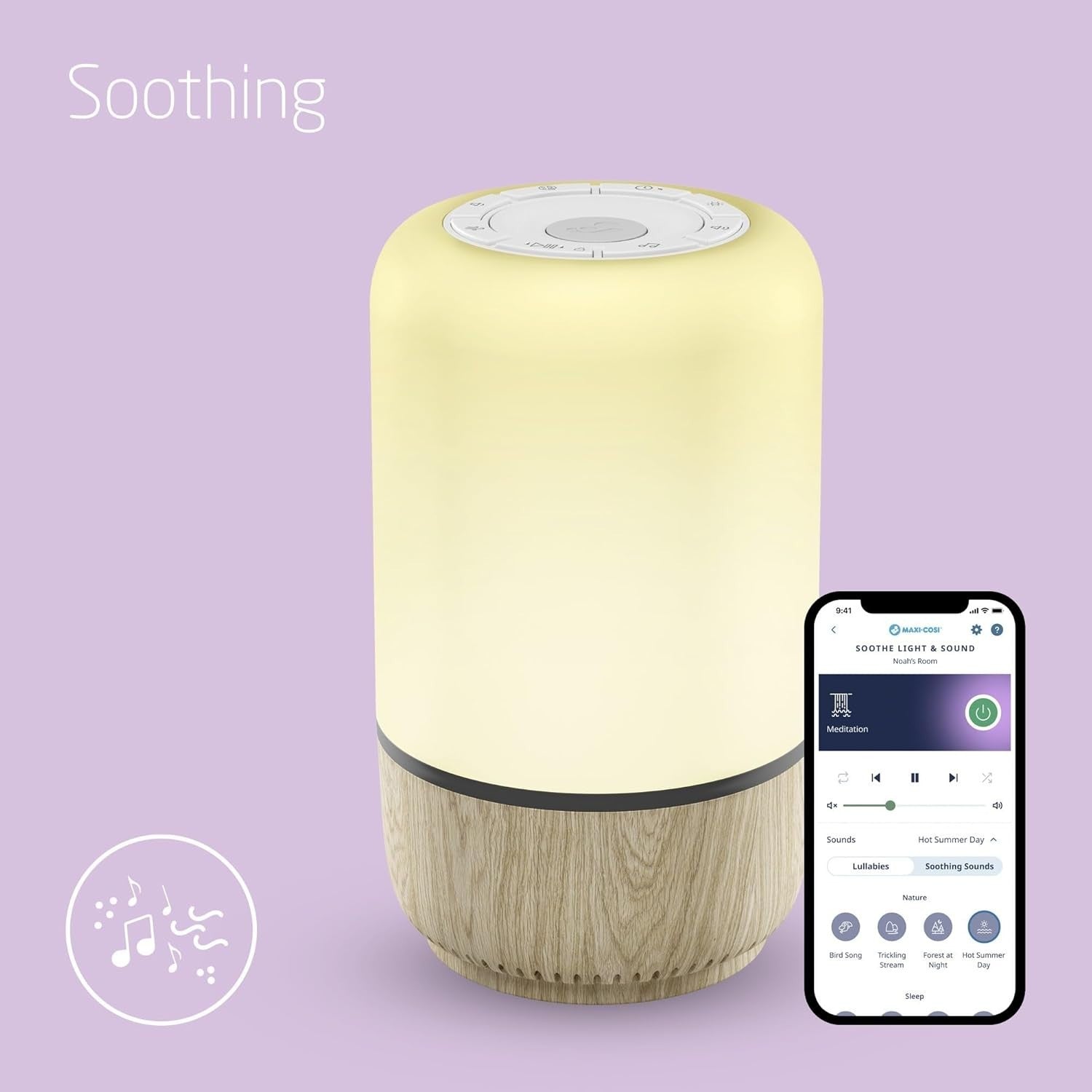 Smart Baby Night Light & White Noise Machine with Lullabies & App