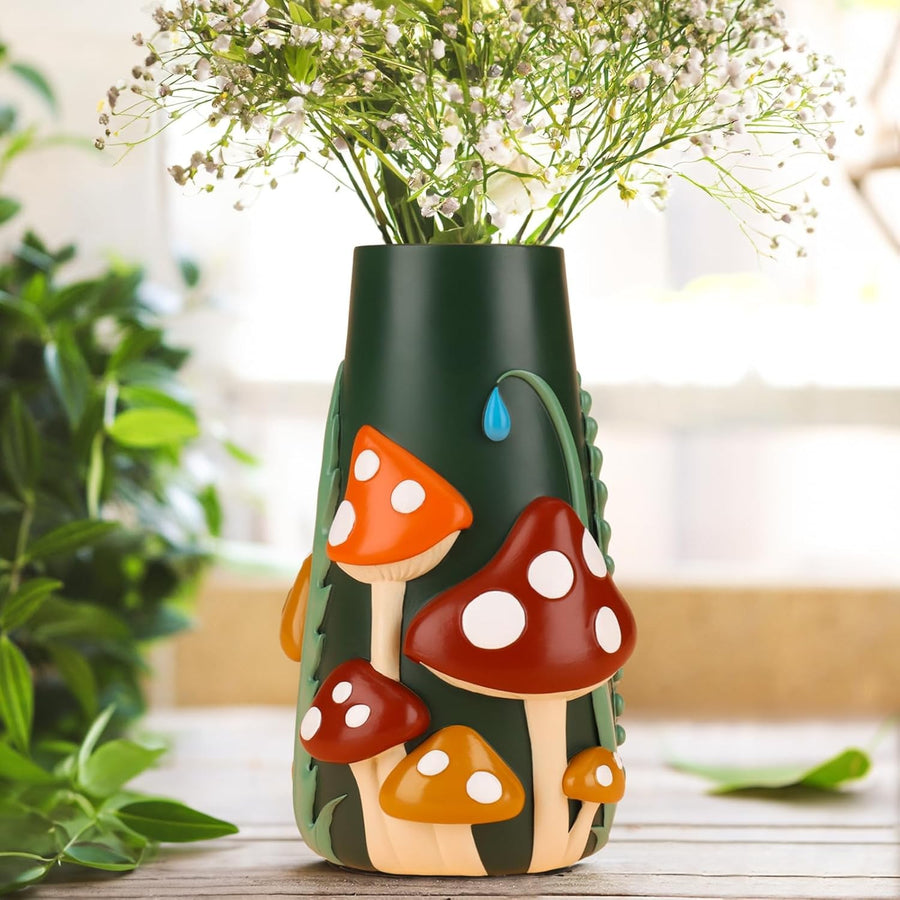Colourful Mushroom Vase Funky Resin Flower Pot Table Living Room Decor