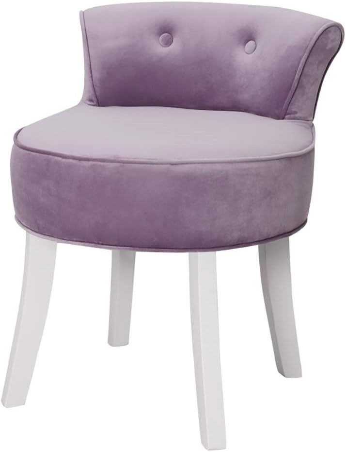 Purple Velvet Low Back Dressing Table Stool with Wooden Legs