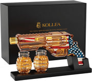 Gun Whiskey Decanter Flag Edition with Grenade Shot Glasses & Stand 380ml Gift S