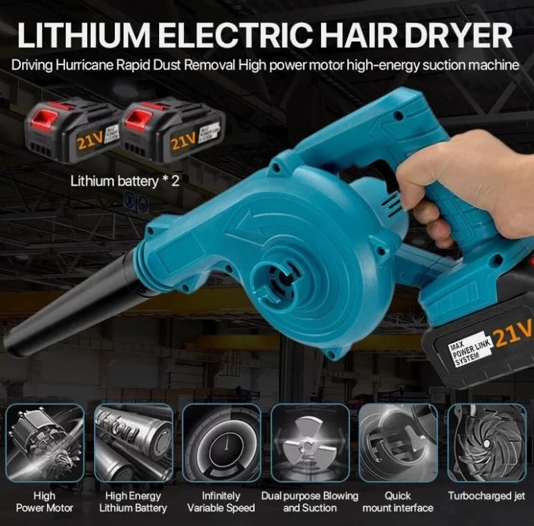 650W Cordless Leaf Blower Vacuum 2-in-1 Brushless High Power 21V