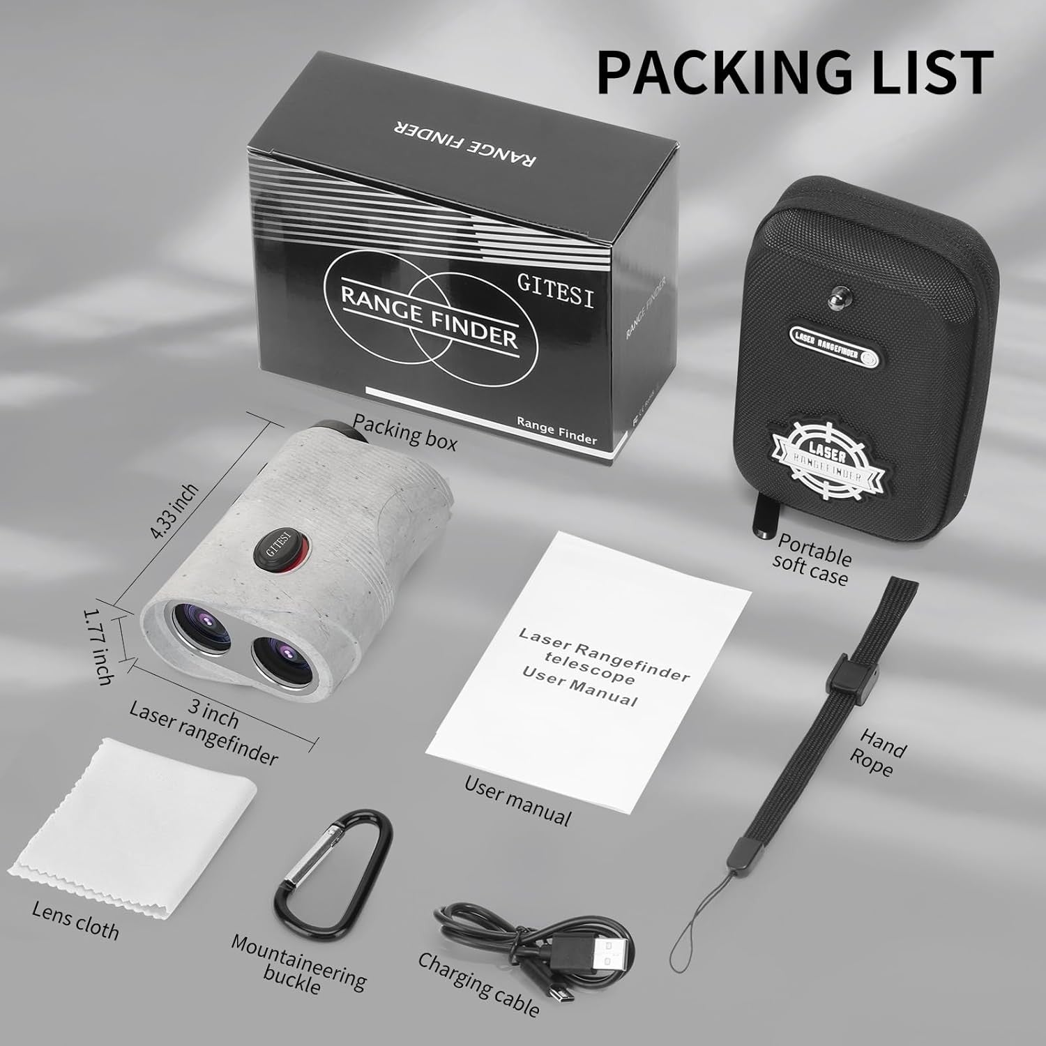 Golf Rangefinder 1200Y Laser Slope 7X Magnification Flag Lock USB Rechargeable