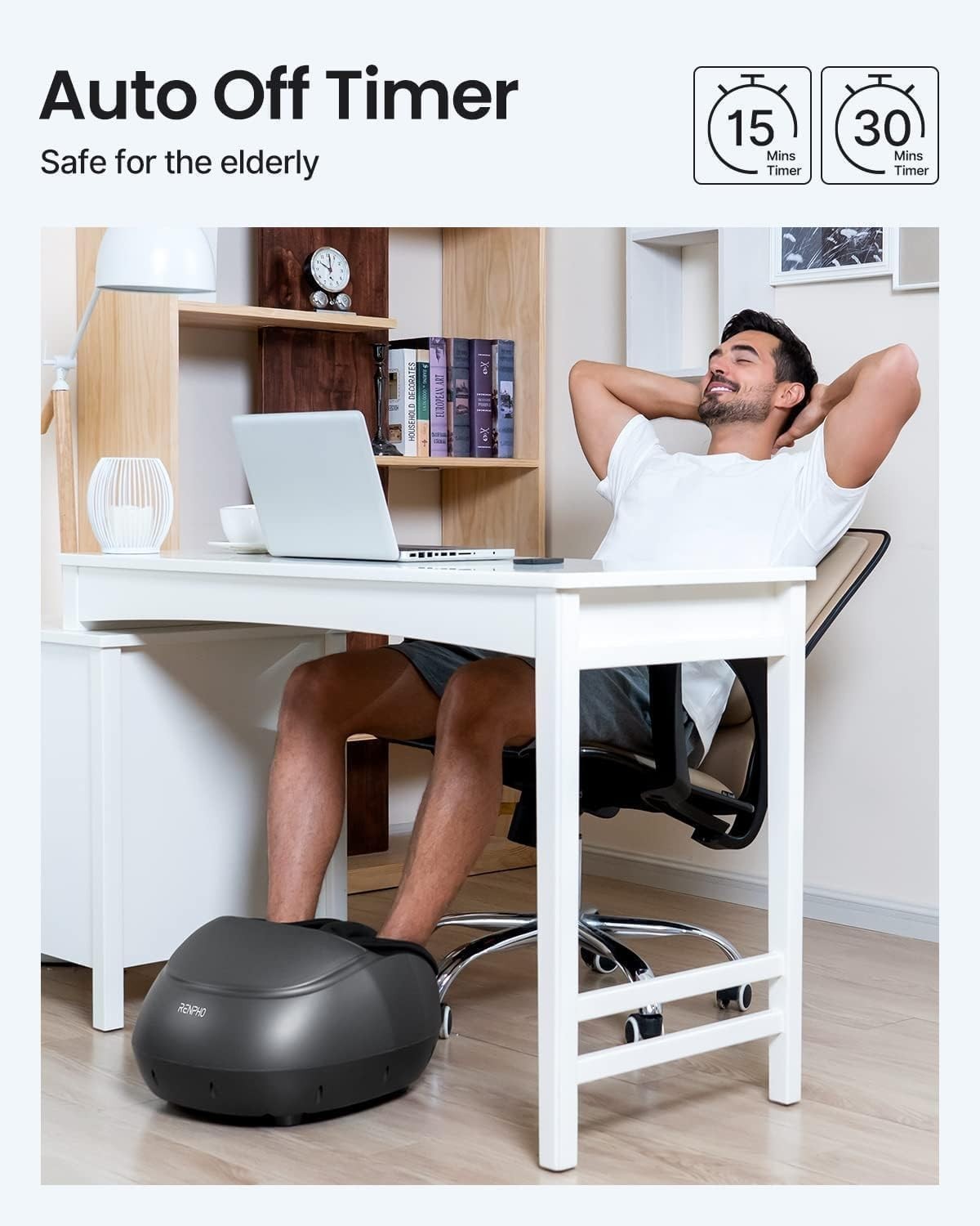 Deep Kneading Electric Foot Massager with Heat, Compression & Remote Control