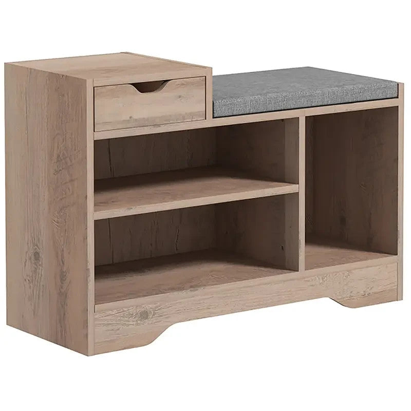 Shoe Storage Bench with Drawer & Cushion – Entryway Seat & Rack Unit
