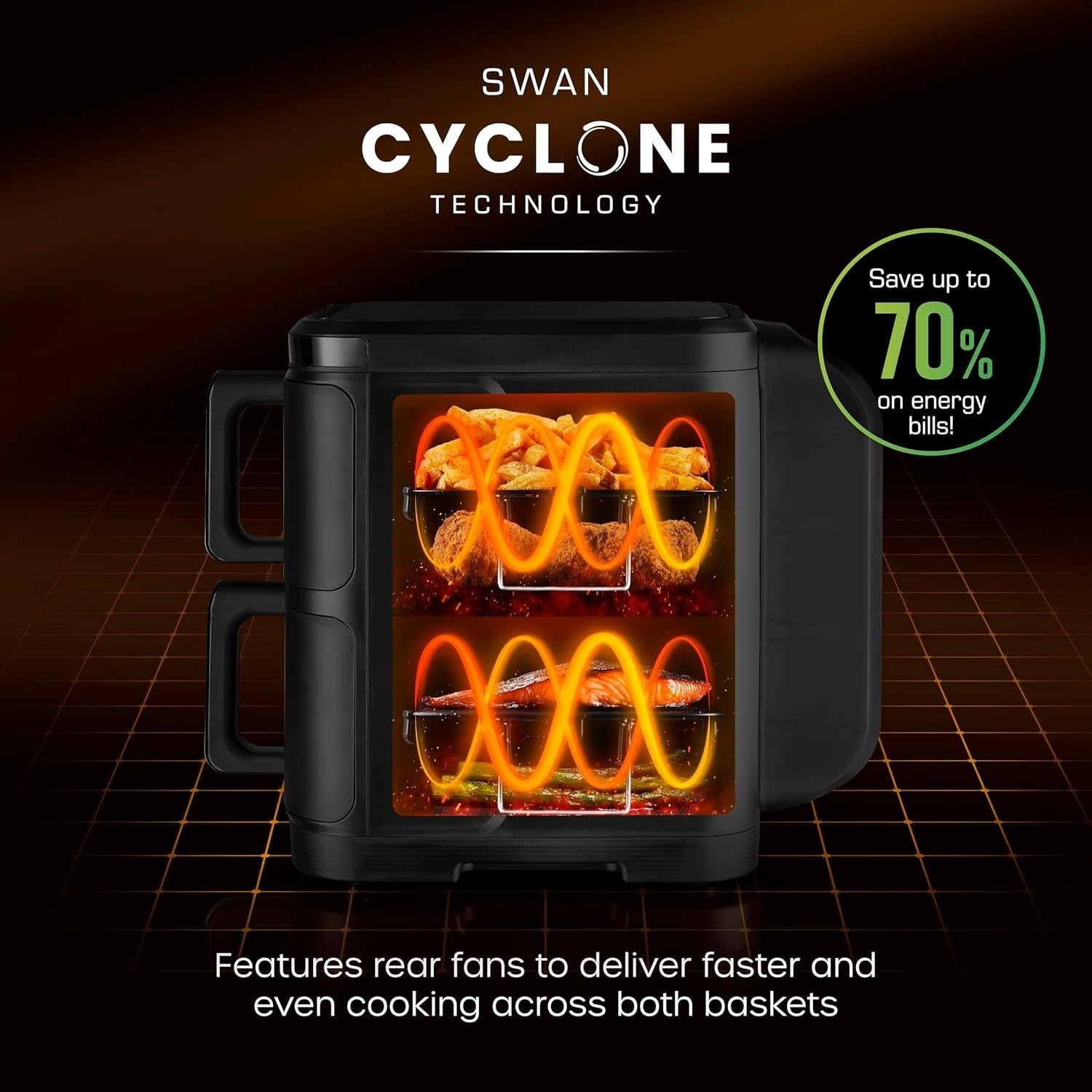 11L Dual Air Fryer 2x5.5L Stack Design 2800W 10 Presets Sync Cook