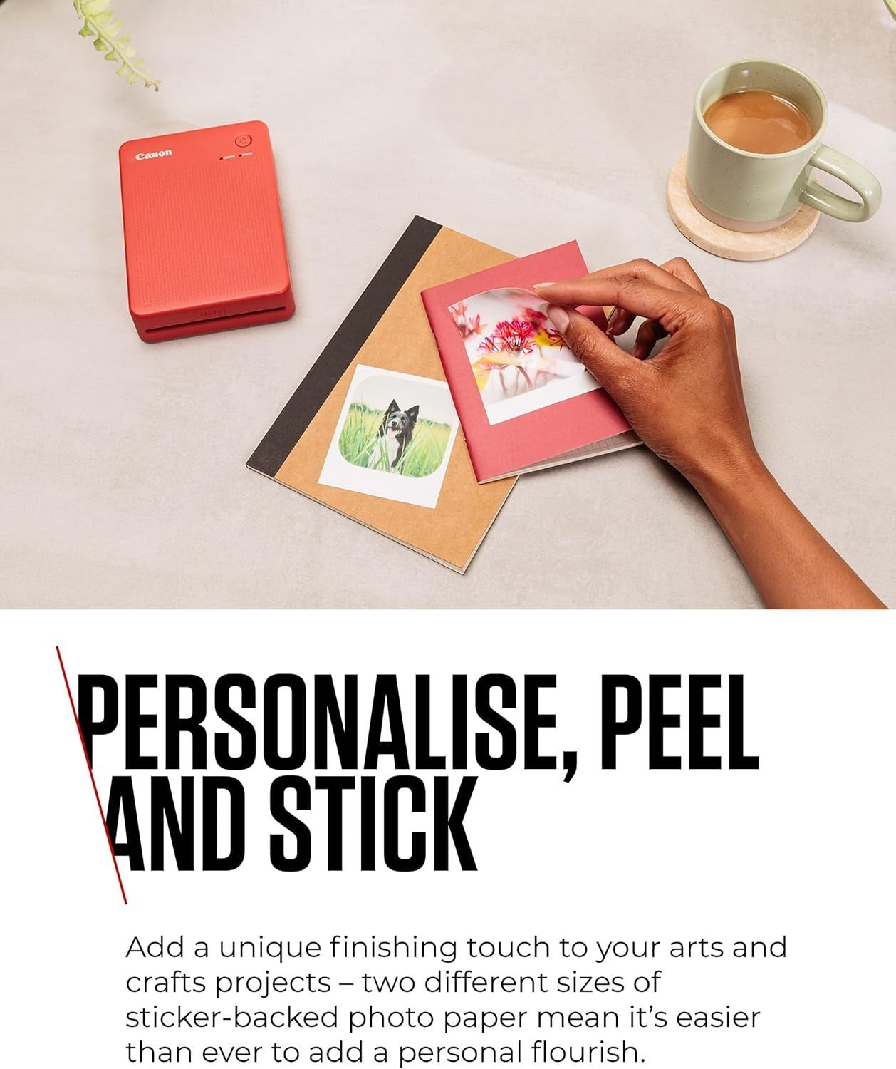 Portable Wi-Fi Dye Sublimation Printer | Peel & Stick Prints, USB-C Red