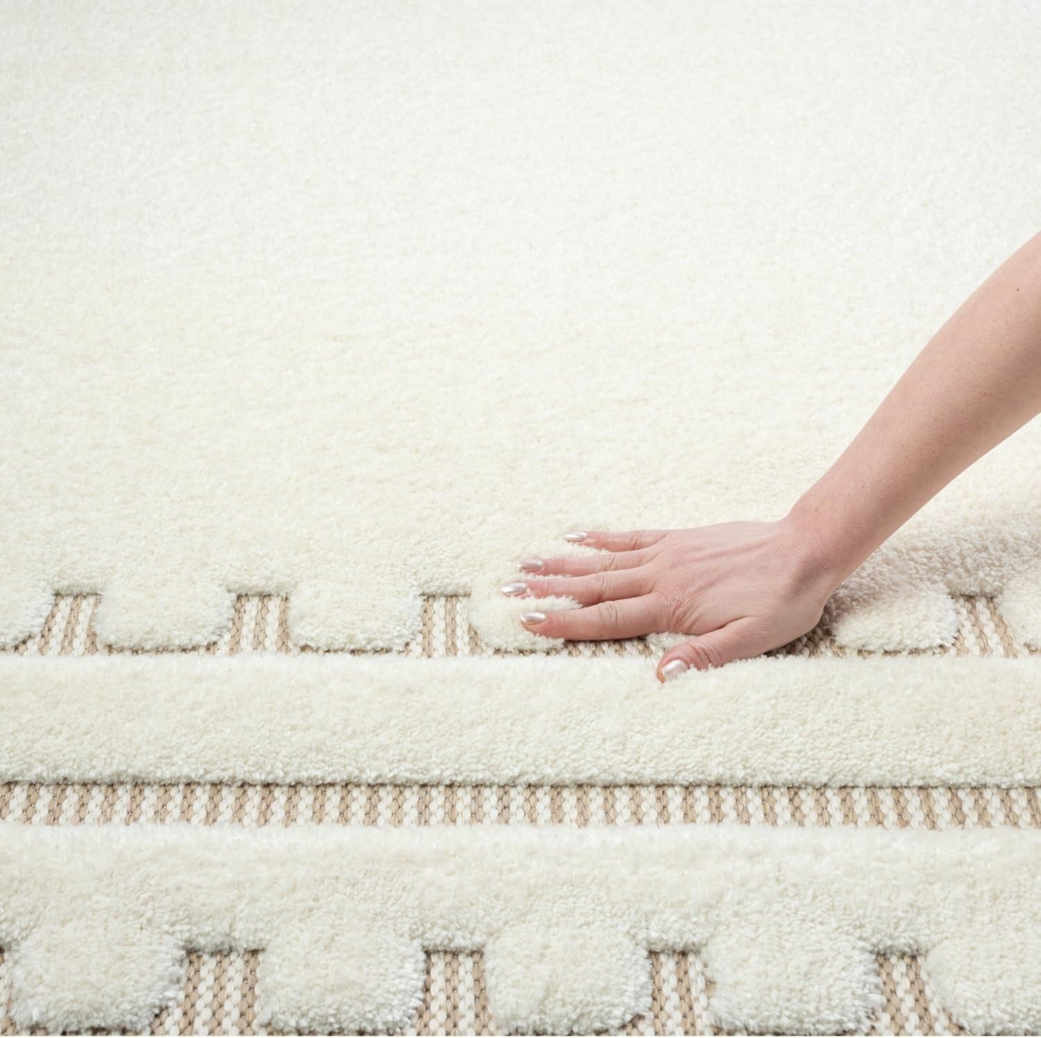 Cream Hallway Rug 120x170cm Soft Washable Carpet for Living Room Bedroom