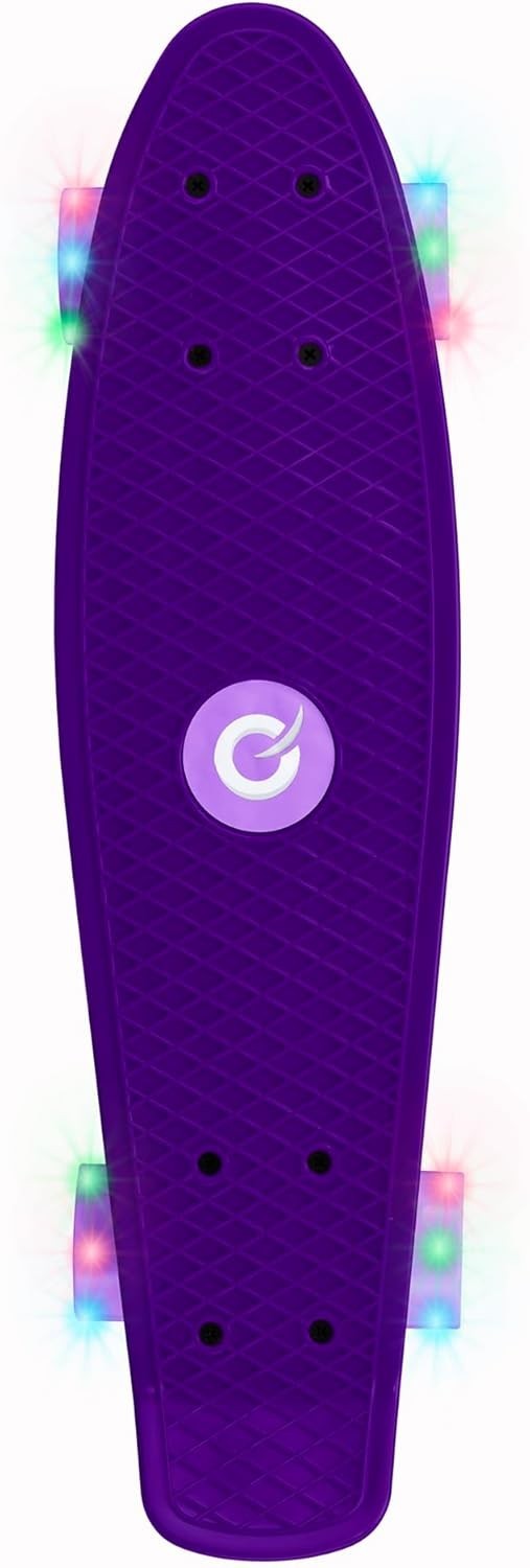 22" Purple Light-Up Mini Cruiser Skateboard | Kids Beginner Penny Board