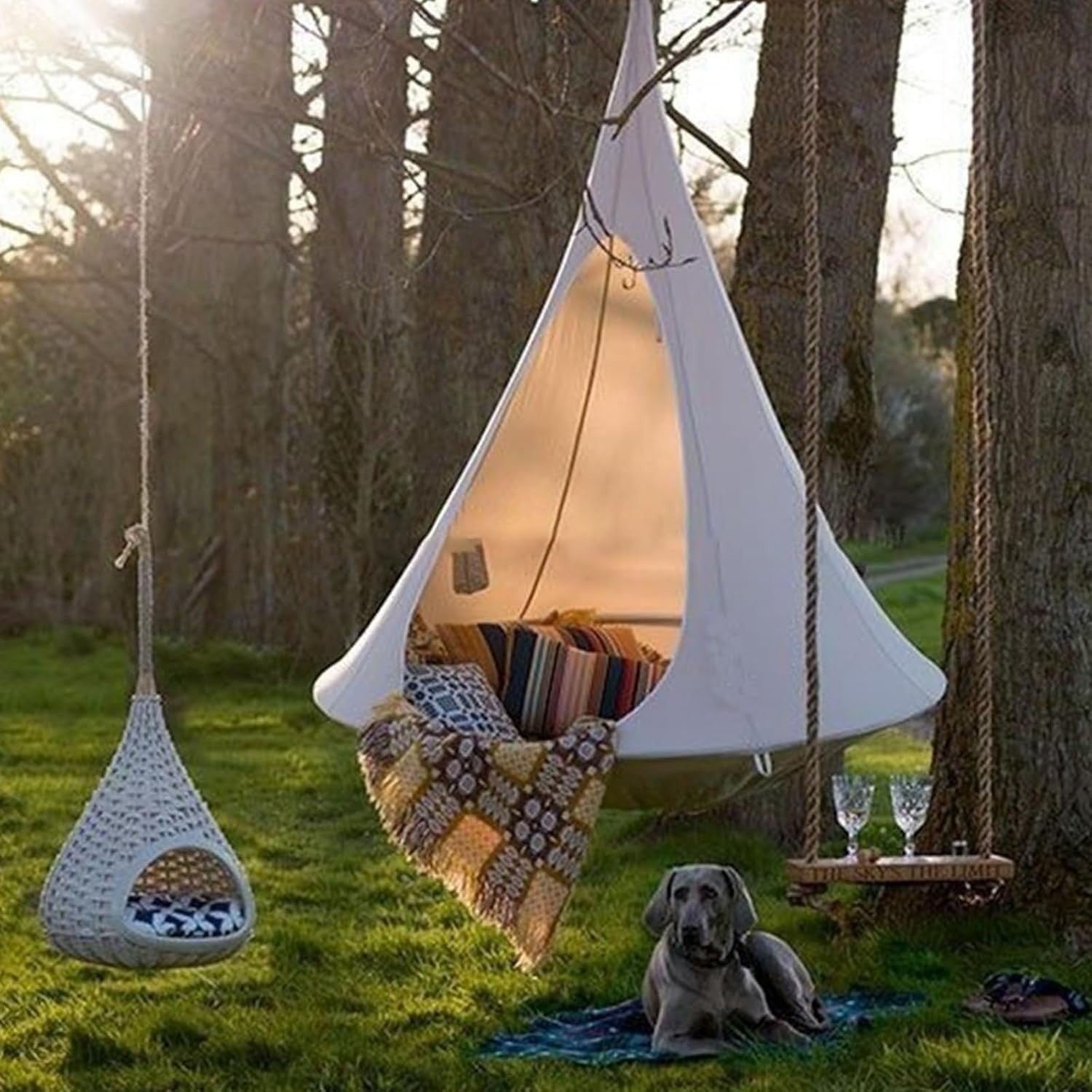 Waterproof Outdoor Hanging Swing Chair Tent | Spacious Patio Hammock Seat
