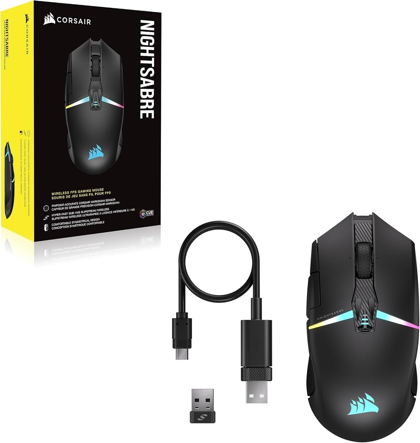 Wireless RGB Gaming Mouse 26,000 DPI Ultra-Fast 11 Buttons FPS