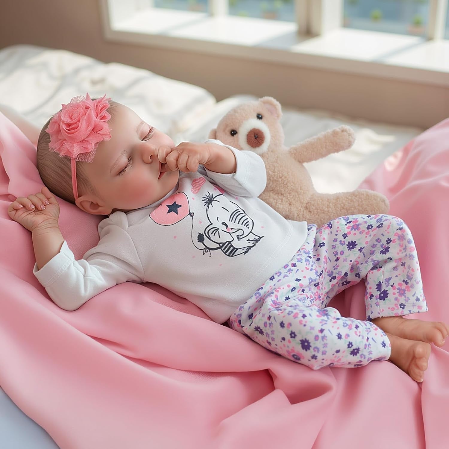 17 Inch Reborn Baby Doll Sleeping Soft Body Realistic w Accessories