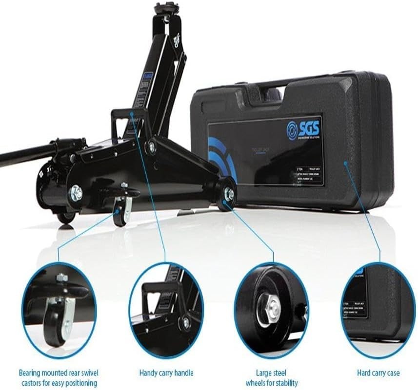 2 Ton Steel Hydraulic Trolley Jack Portable Car Lift with Carry Handle & Case