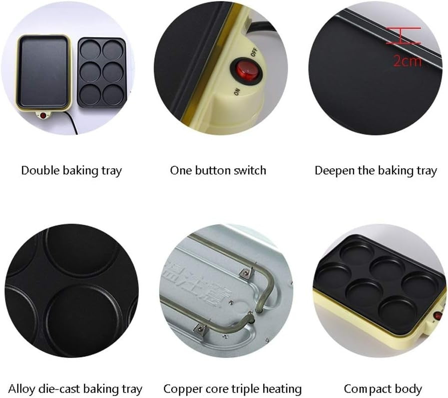 Electric Non-Stick Frying Pan Sandwich Toaster 800W Egg Burger Crepe & Pie Make