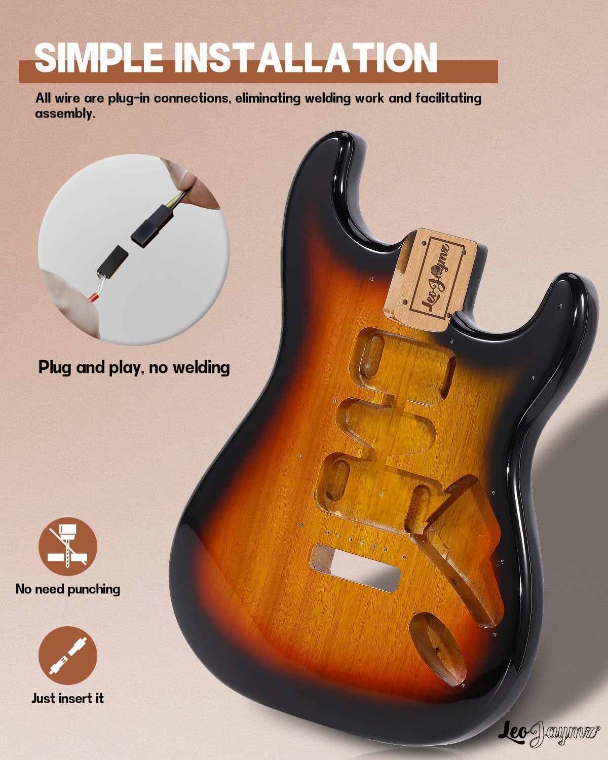 DIY Electric Guitar Kit ST Style Mahogany Body Maple Neck