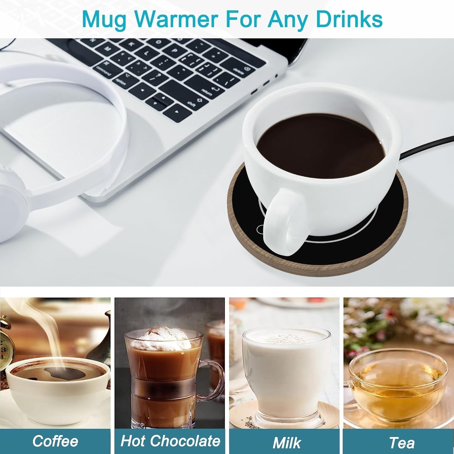 Black Electric Coffee Mug Warmer 2 Temp Desk Heater