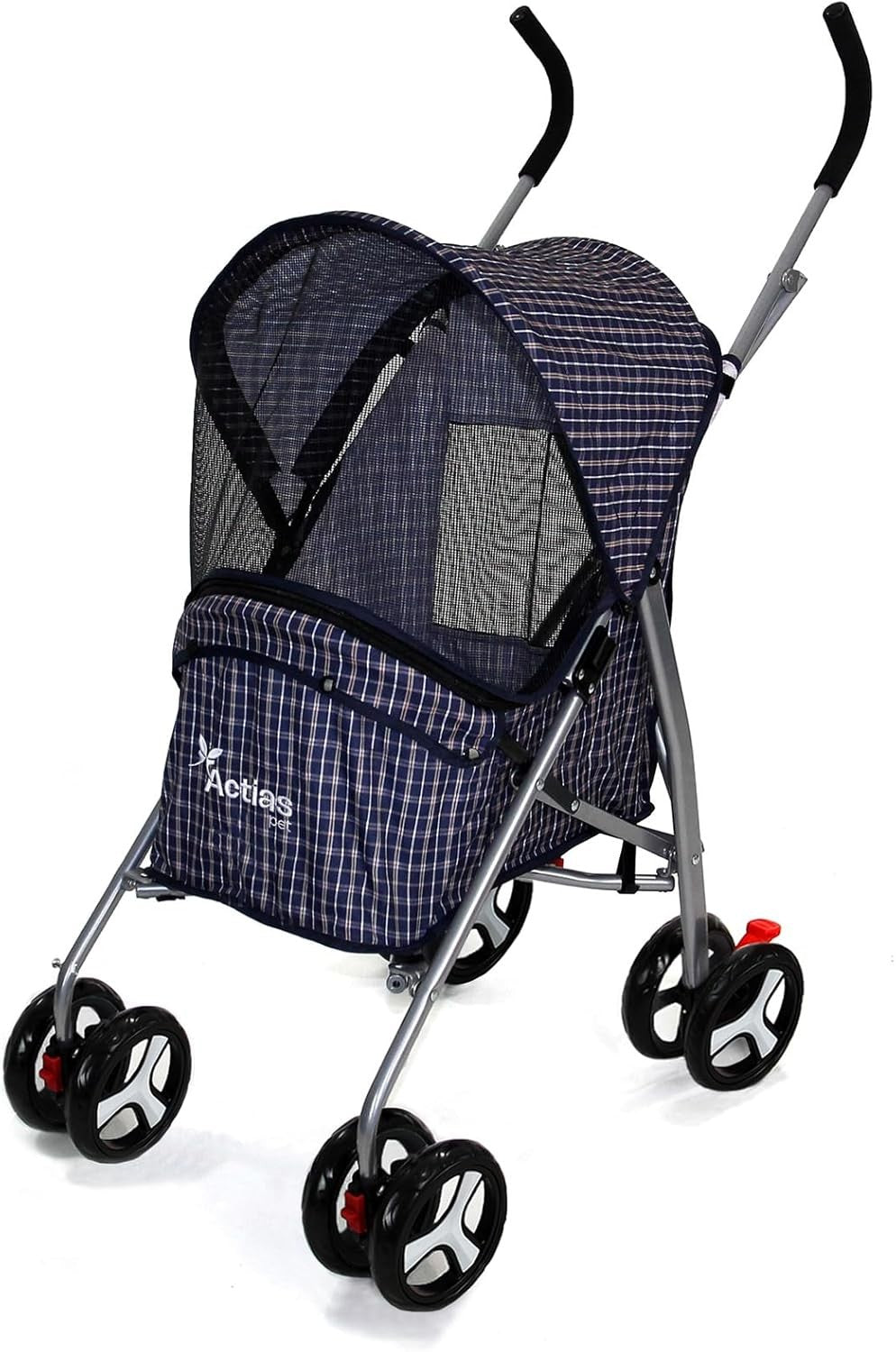 Pet Travel Stroller Dog Cat Pushchair Waterproof Cover Foldable 4 Wheel Blue