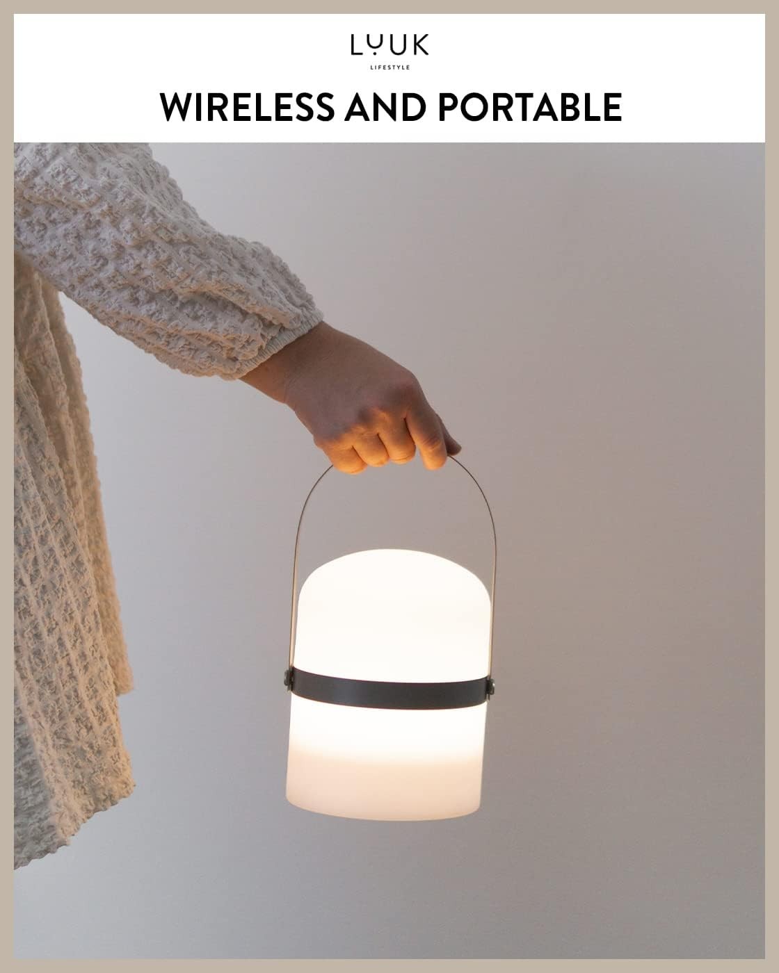 LED Lantern, Portable & Rechargeable, 26.5CM, Grey,