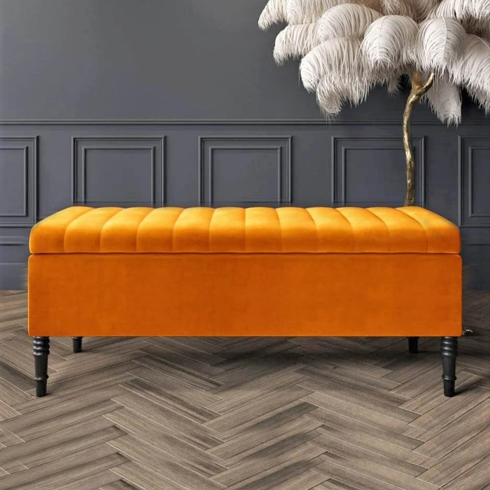 Luxury Velvet Storage Ottoman Bench – Shoe Seat & Entryway Storage 90x40x50cm