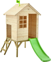 Wooden Tower Kids Playhouse Outdoor w 1.2m Slide Garden Wendy