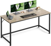 Modern Industrial Office Desk 135 x 60cm Greige & Black Table