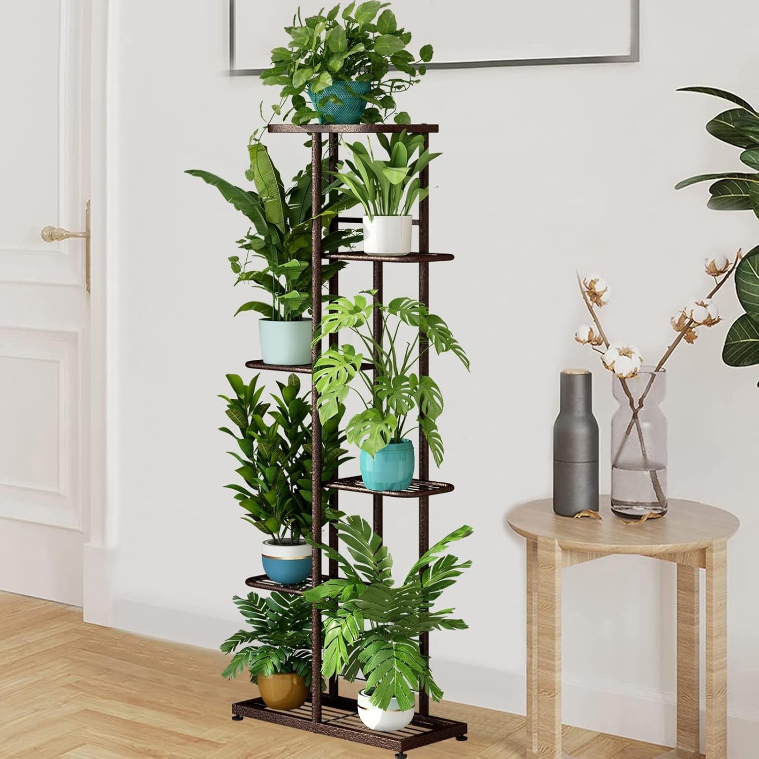 6 Tier Bronze Metal Plant Stand Indoor Outdoor Multi Pot Display Shelf