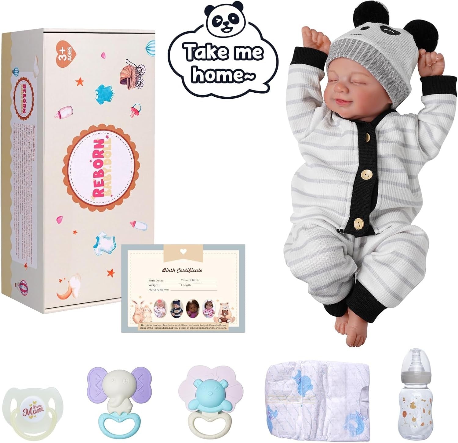 17” Reborn Baby Doll Soft Cloth Body Smiling Newborn Girl