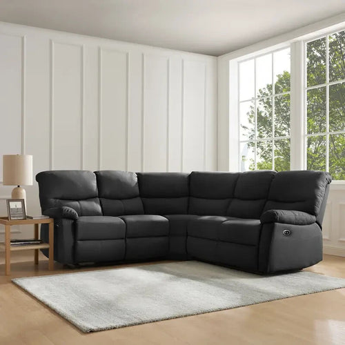 5 Seater Corner Electric Recliner Sofa Faux Leather Couch Black Lounge