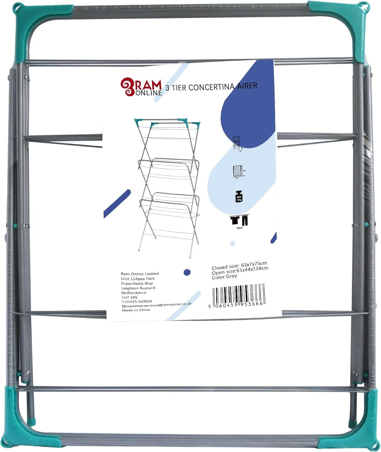 3 Tier Clothes Airer Folding Laundry Drying Rack with Corner Hooks Heavy Duty