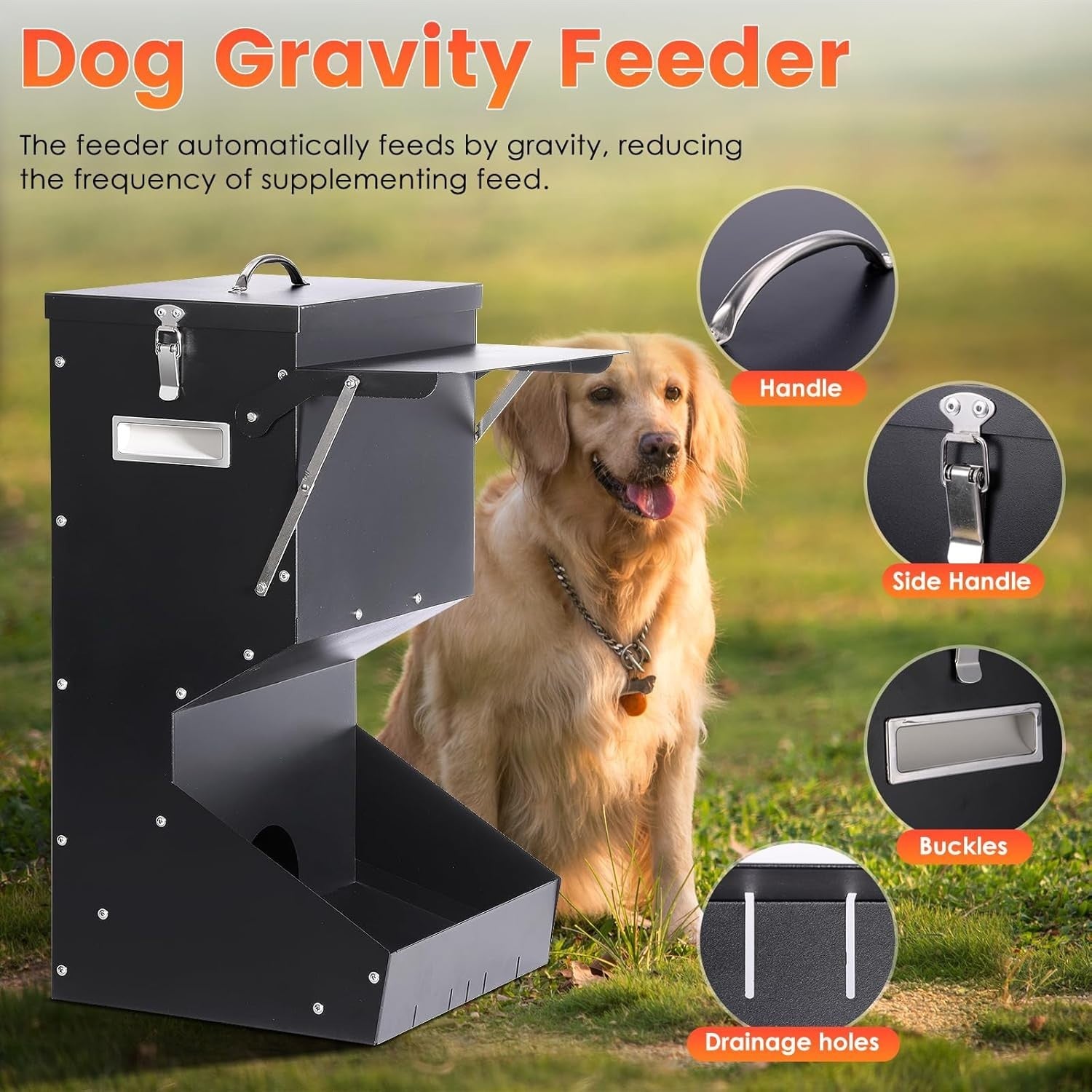 11kg Automatic Dog Feeder Outdoor Gravity Food Dispenser Galvanised